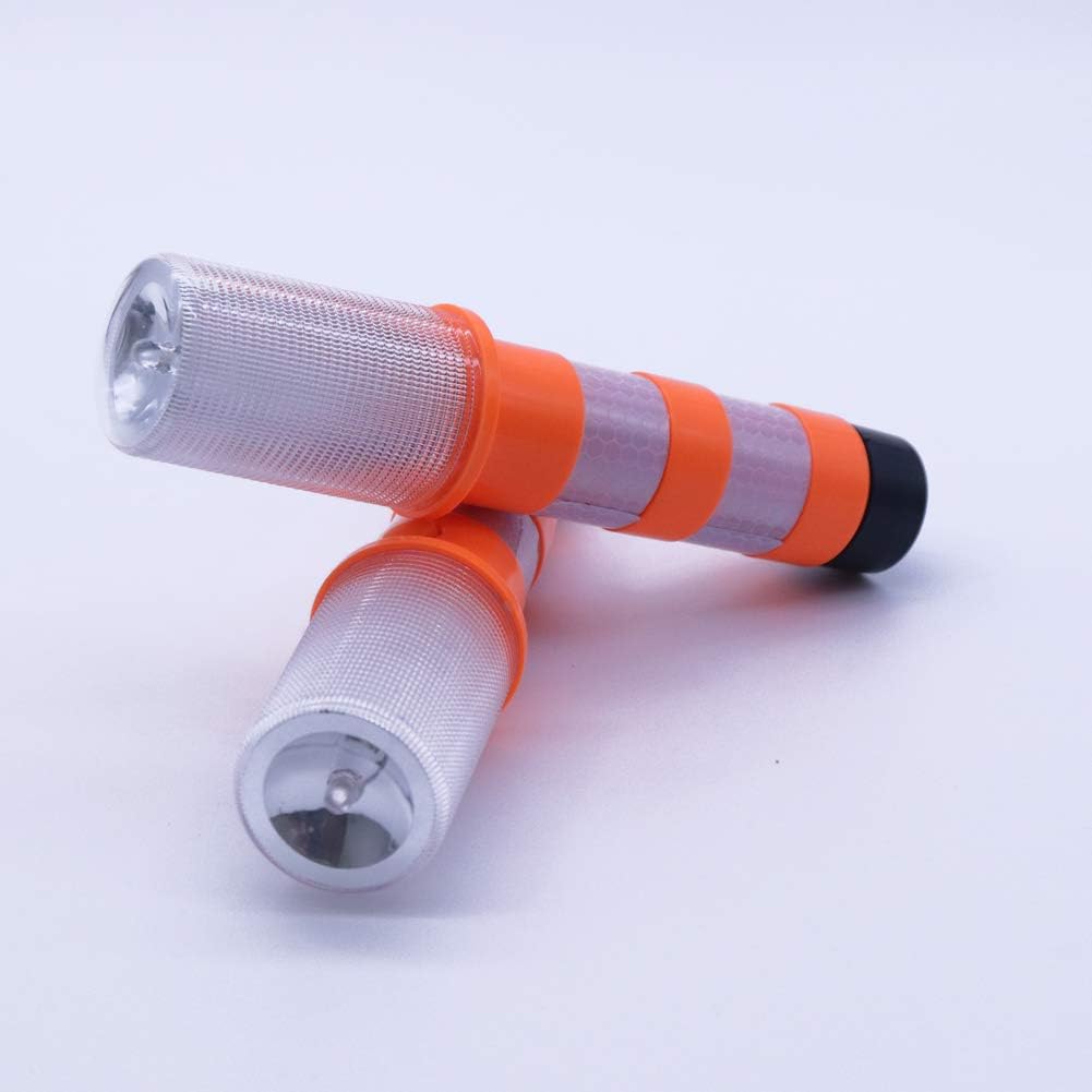 Aolyty 2 LED Emergency Roadside Flashing Flares Red Roadside Beacon Safety Strobe Light Road Warning Magnetic Base Signal Alert Upright Stand Storage Case