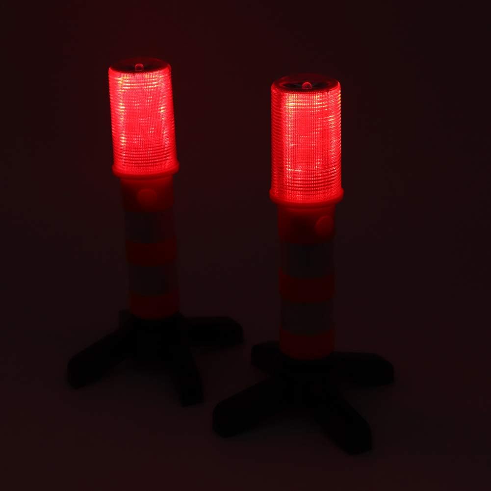 Aolyty 2 LED Emergency Roadside Flashing Flares Red Roadside Beacon Safety Strobe Light Road Warning Magnetic Base Signal Alert Upright Stand Storage Case