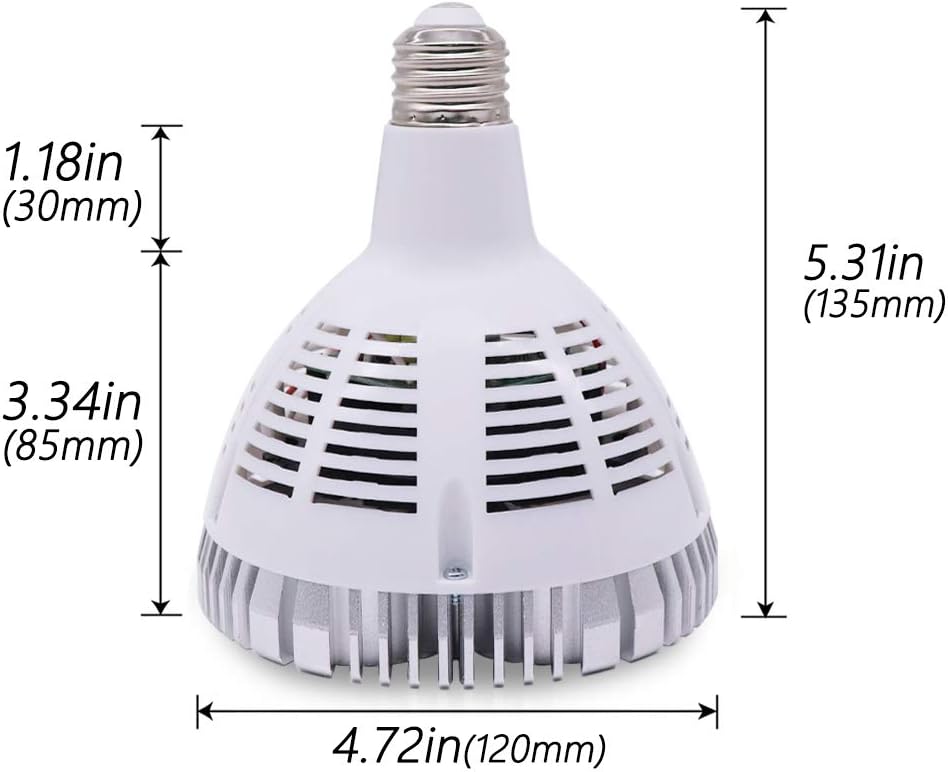 Aolyty 45w (85W Equivalent) PAR38 LED Bulb White 6000K 3500lm E26 Base 35 Degree Beam Angle Track Spotlight with Fan AC 120v