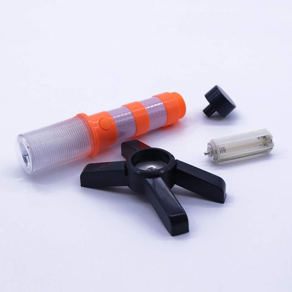 Aolyty 2 LED Emergency Roadside Flashing Flares Red Roadside Beacon Safety Strobe Light Road Warning Magnetic Base Signal Alert Upright Stand Storage Case