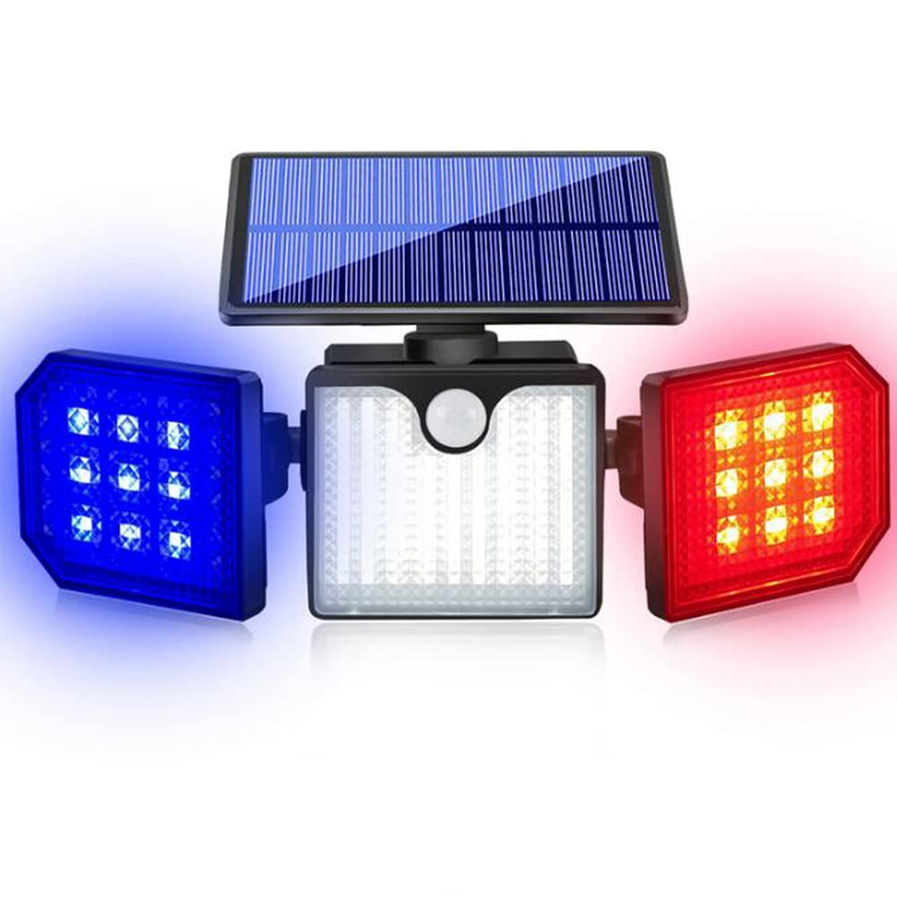 Aolyty Solar Motion Sensor Lights - IP65 Waterproof Solar Strobe Wall Lights with White, Red & Blue Flashing for Patio & Yard