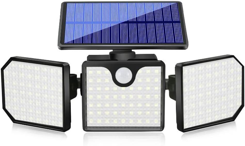 Aolyty Solar Motion Sensor Lights - IP65 Waterproof Solar Strobe Wall Lights with White, Red & Blue Flashing for Patio & Yard