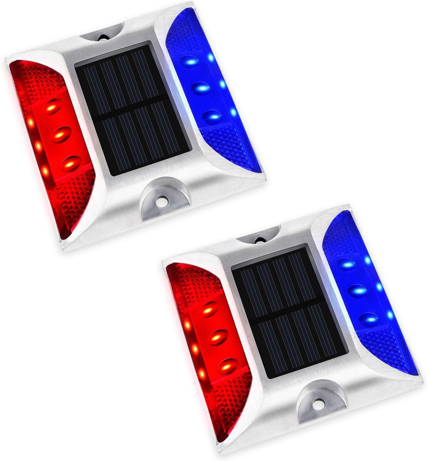 Aolyty Solar Driveway Lights Outdoor, Bright Solar Dock Lights, LED Warning Lights Reflective Road Marker Steady Light IP65 Waterproof for Deck Sidewalk Stair Step Pathway (Yellow & Red, 2 Pack)