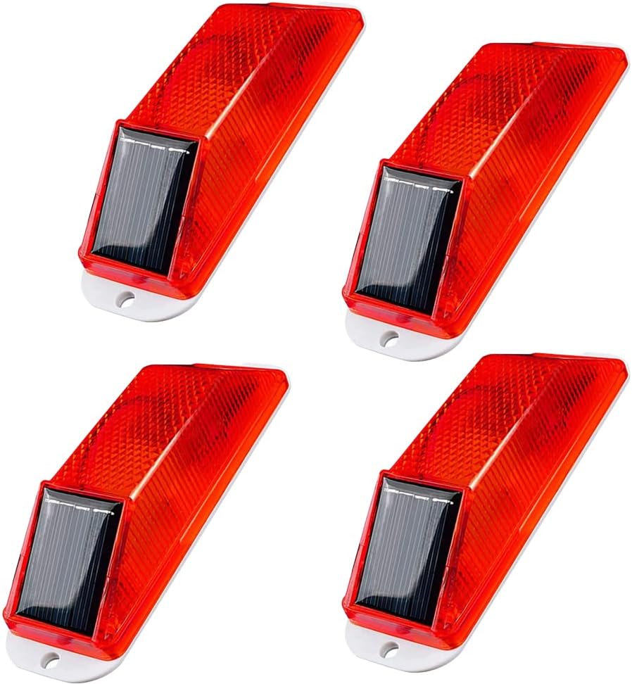 Aolyty Solar Strobe Warning Light LED Warning Lamp 4-Pack Super Bright IP54 Waterproof Light Control Flashing Beacon Barricade Construction Safety Road Signs Flash Traffic Lights (Yellow)