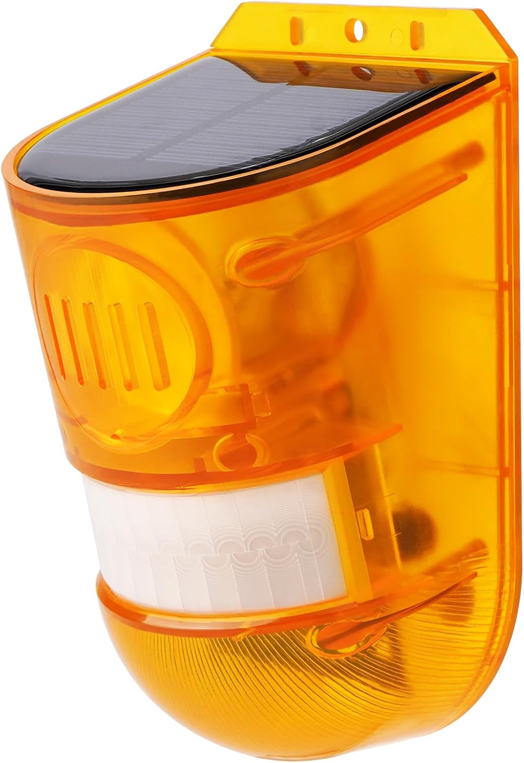 Aolyty Solar Motion Sensor Detector Siren Sound Alarm LED Warning Strobe Flashing Red Light Security Outdoor Waterproof Device Keep Animal Away for Home Warehouse Farm (Red Lampshade)