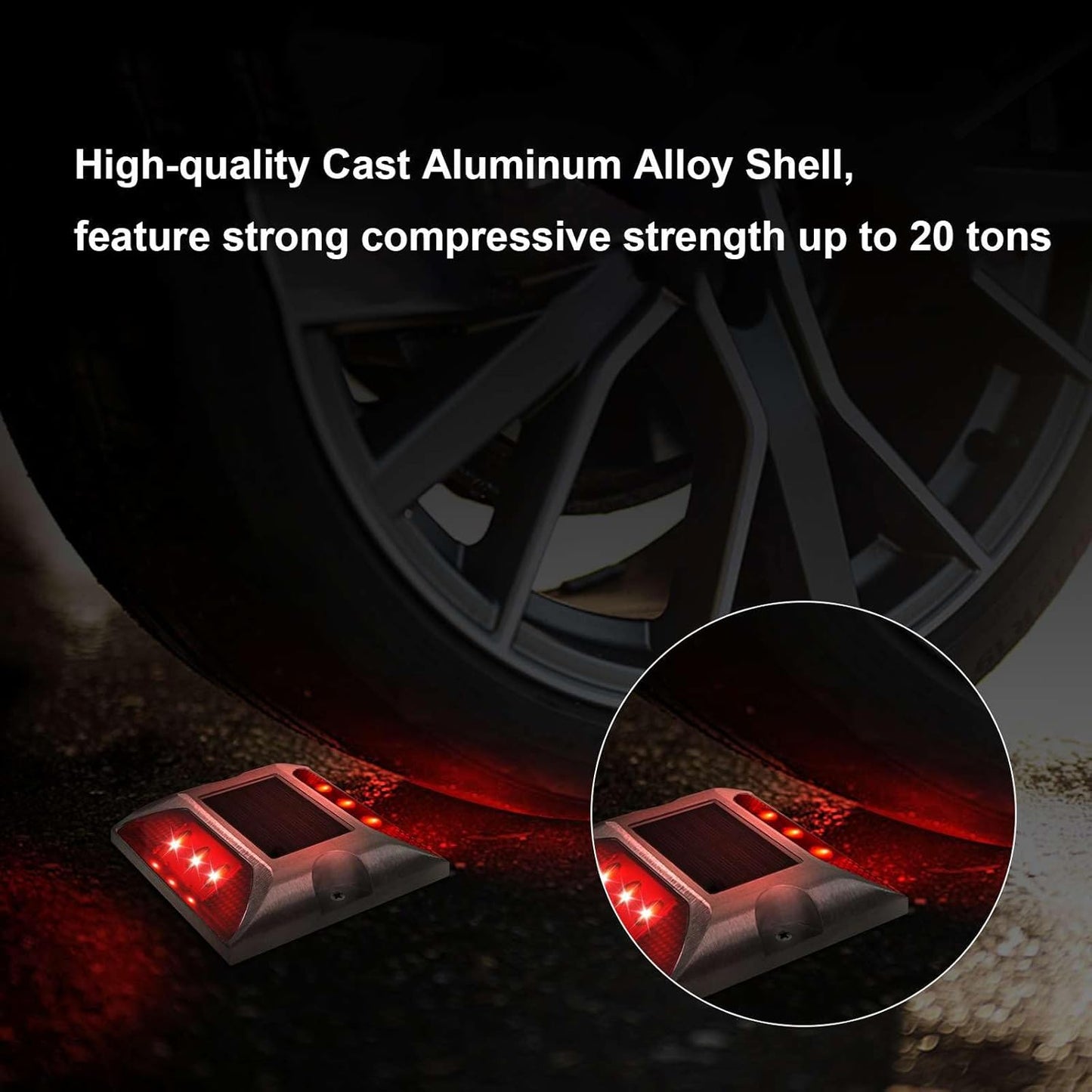 Aolyty Solar Driveway Dock Lights, IP68 Waterproof Solar Deck Lights Outdoor Warning Step Lights Reflective Road Marker for Sidewalk Stair Garden Pathway Walkway (4 Pack, Yellow)