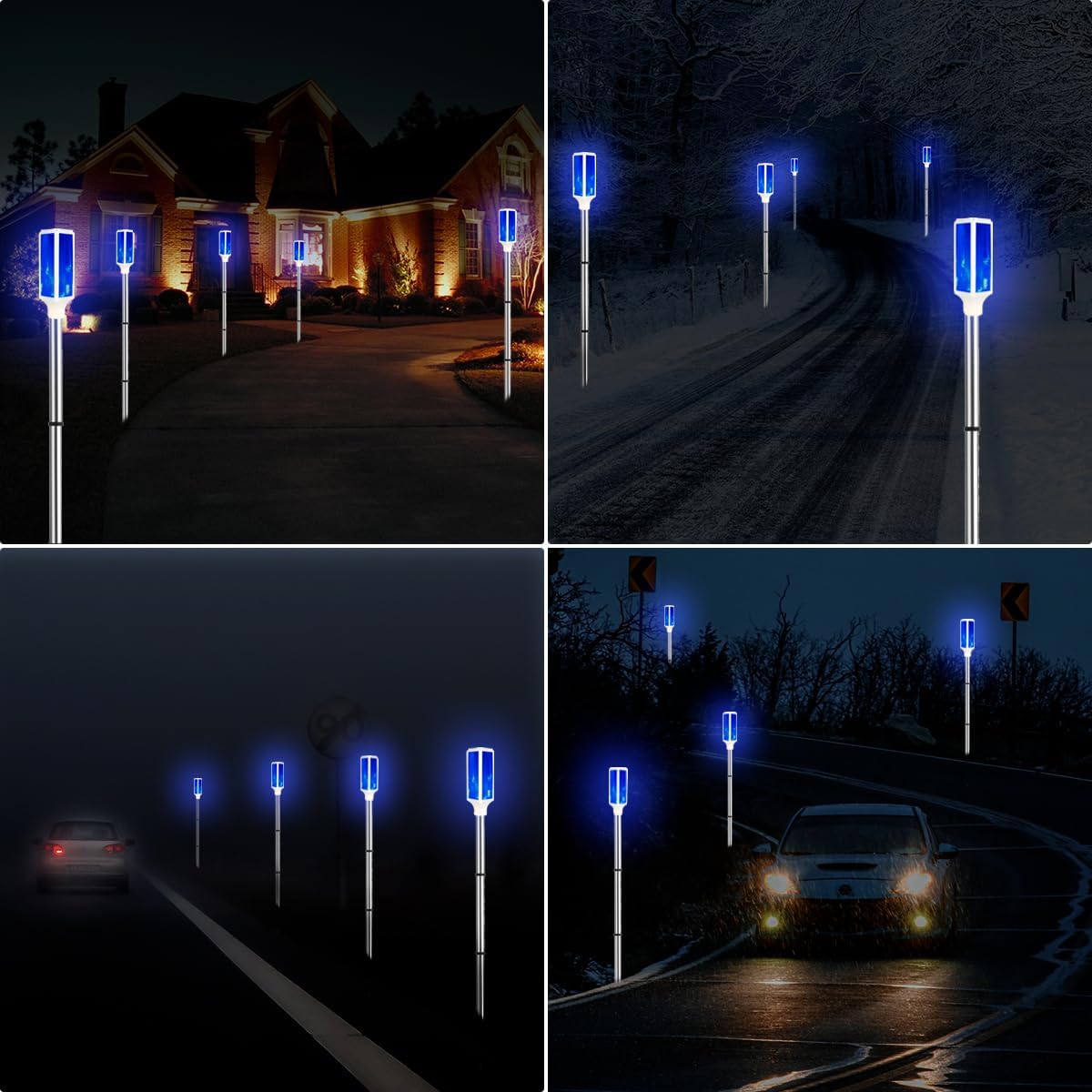 Aolyty Solar Lights Outdoor, Waterproof Driveway Markers Reflective, Warning Flash Light with 2 Lighting Modes, LED Solar Light 4 Pack for Parking Lots, Yard, Sidewalk, Stop Sign, 30 Inches