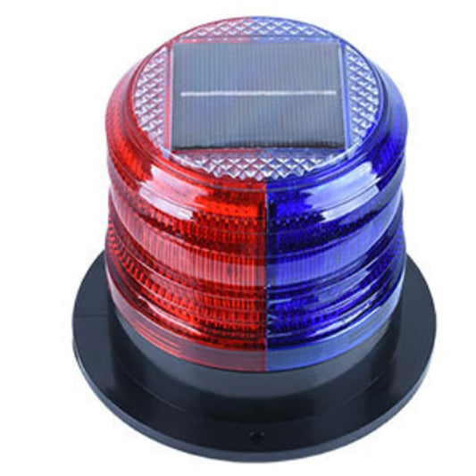 Aolyty Solar Strobe Warning Light with Strong Magnetic Base LED Warning Lamp Super Bright Solar Safety Flashing Light Waterproof for Construction, Traffic, Factory, Crane Tower, Dock (Red&Blue)