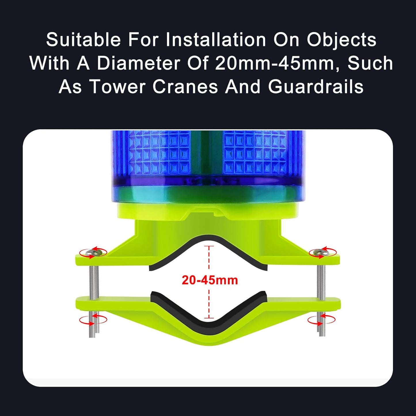 Aolyty Solar Strobe Warning Light IP54 Waterproof LED Flashing Safety Light Bright Warning Lamp Outdoor with Switch for Construction Traffic Dock Marine Beacon Road Signs (Green)