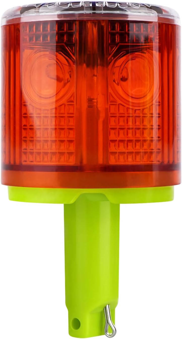 Aolyty Solar Strobe Warning Light 360 Degree Single Column Super Bright Waterproof IP54 for Construction Traffic Dock Marine Light Control Flashing (Red)
