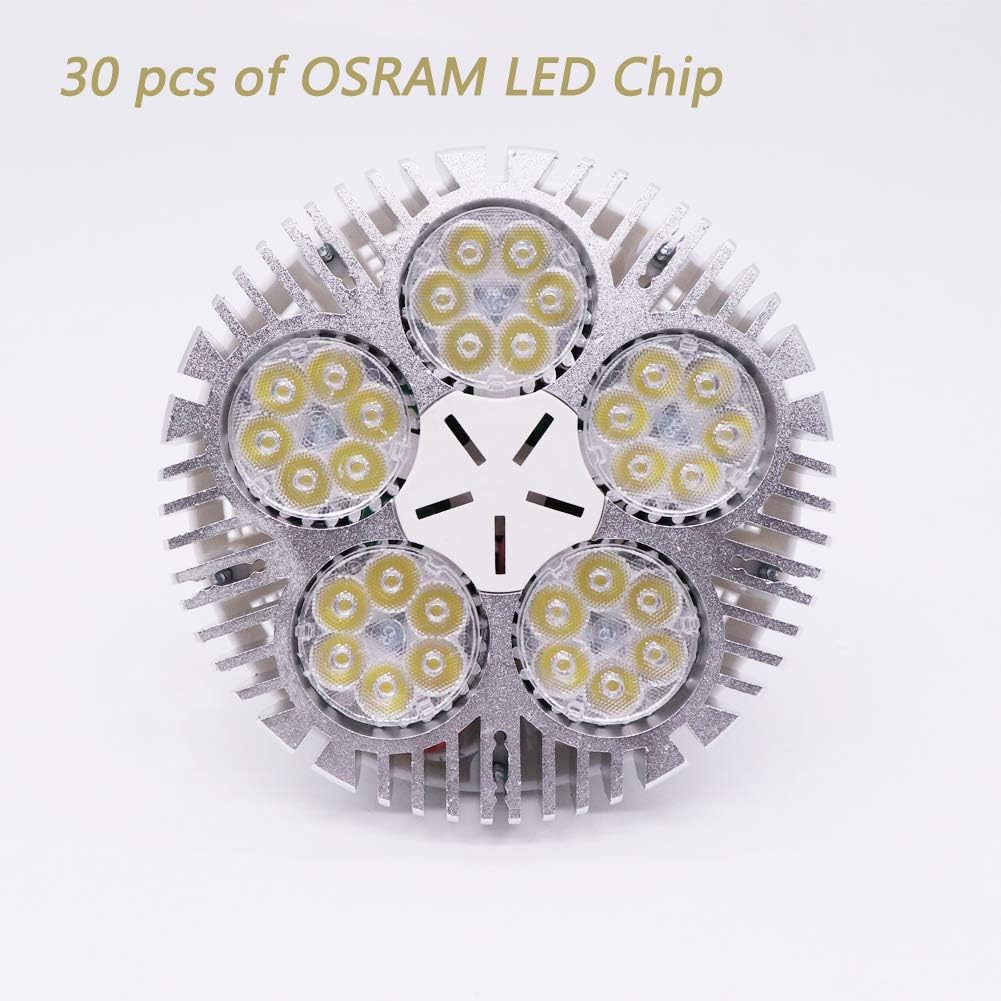 Aolyty 45w (85W Equivalent) PAR38 LED Bulb White 6000K 3500lm E26 Base 35 Degree Beam Angle Track Spotlight with Fan AC 120v