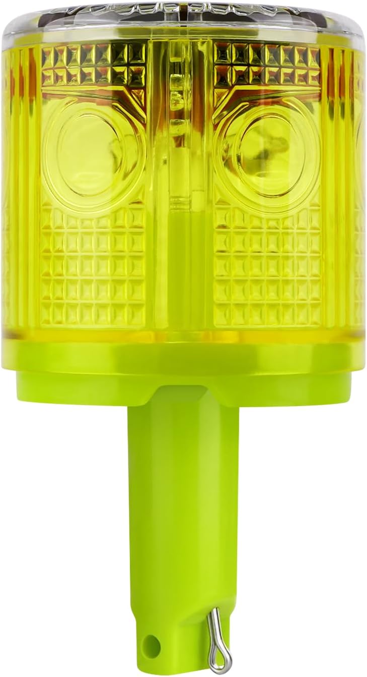 Aolyty Solar Strobe Warning Light 360 Degree Single Column Super Bright Waterproof IP54 for Construction Traffic Dock Marine Light Control Flashing (Red)