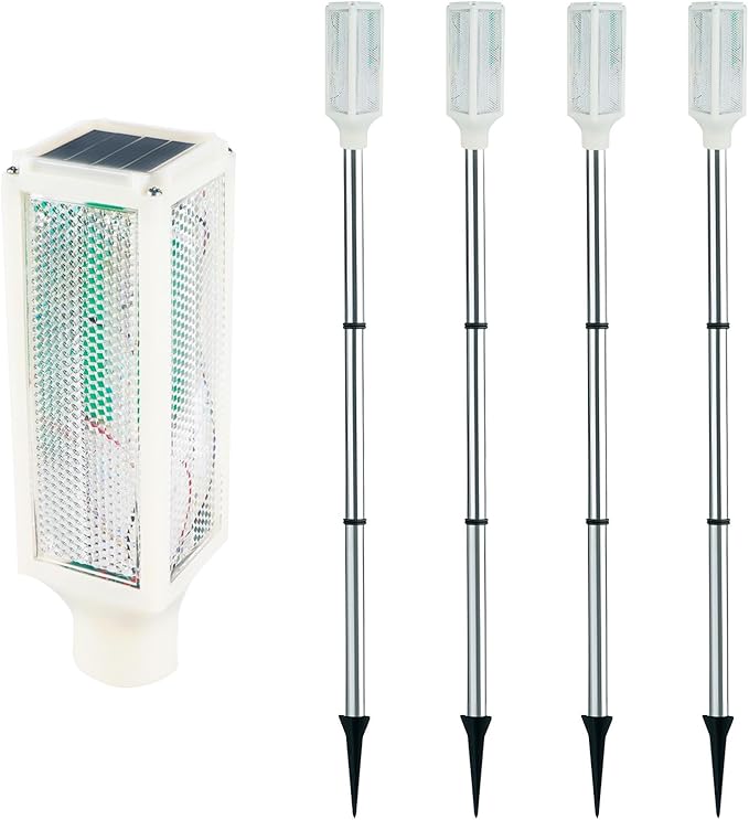 Aolyty Solar Lights Outdoor, Waterproof Driveway Markers Reflective, Warning Flash Light with 2 Lighting Modes, LED Solar Light 4 Pack for Parking Lots, Yard, Sidewalk, Stop Sign, 30 Inches