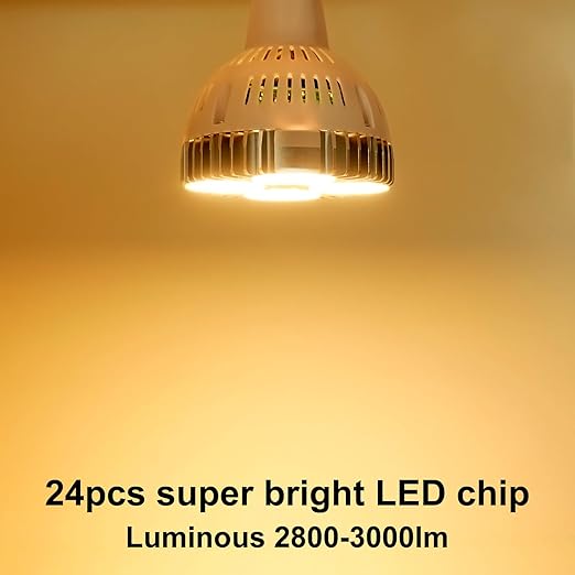 Aolyty 35w (75W Equivalent) PAR30 LED Bulb White 6000K 2800lm E26 Base25 Degree Beam Angle Track Spotlight with Fan AC 120v