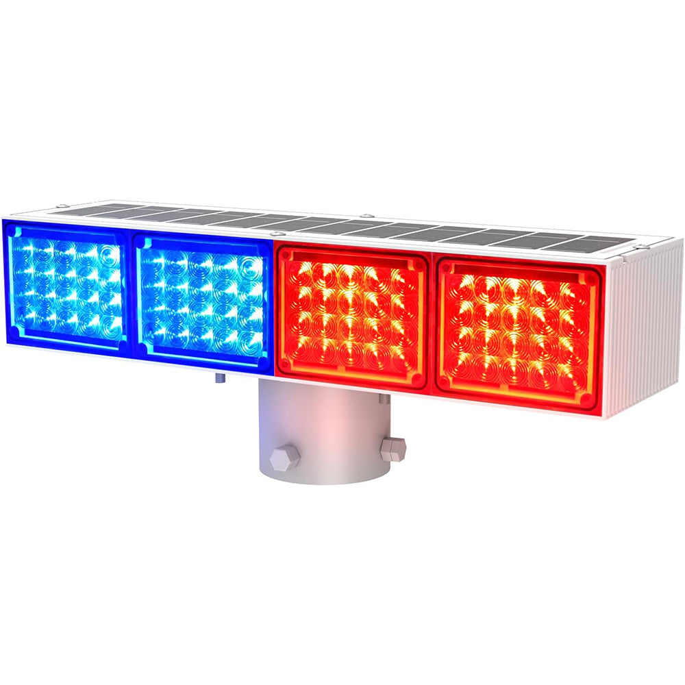 Aolyty Solar Strobe Light, Bright Red & Blue Light Flashing IP65 Waterproof Solar Warning Light Double-Sided Security Lights 2 Modes 160LEDS for Construction Site, Dock, Crossroad, Driveway