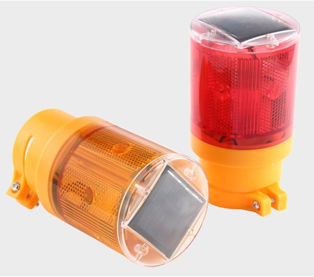 Aolyty LED Solar Strobe Warning Light Flashing Construction Safety Road Barricade Traffic Automatic Vehicle Signal Beacon Lamp Waterproof Automatically Turn on