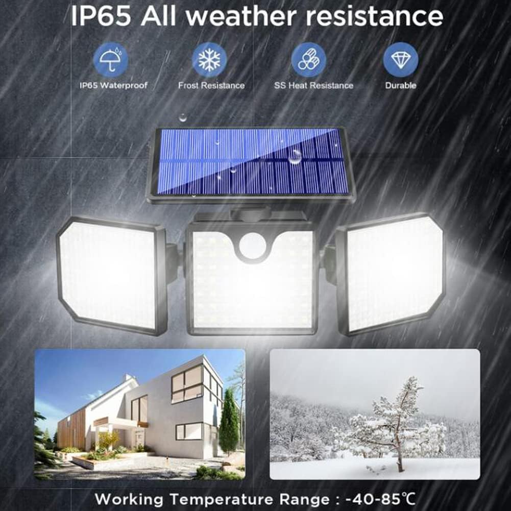 Aolyty Solar Motion Sensor Lights - IP65 Waterproof Solar Strobe Wall Lights with White, Red & Blue Flashing for Patio & Yard