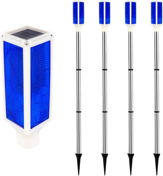 Aolyty Solar Lights Outdoor, Waterproof Driveway Markers Reflective, Warning Flash Light with 2 Lighting Modes, LED Solar Light 4 Pack for Parking Lots, Yard, Sidewalk, Stop Sign, 30 Inches