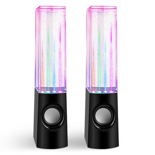 Aolyty Colorful LED Water Speaker with Dancing Fountain Light Show Sound for PC, MP3 Player, Laptops, Smartphone Black