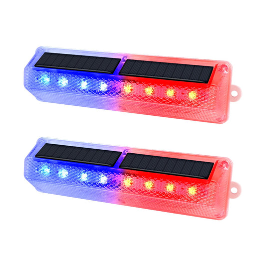 Aolyty Solar Warning Light, Bright Red and Blue Light Flashing Alternately Waterproof Emergency Caution Light for Construction Site, Dock, Guardrails, Driveway, Beacon (Red & Blue)