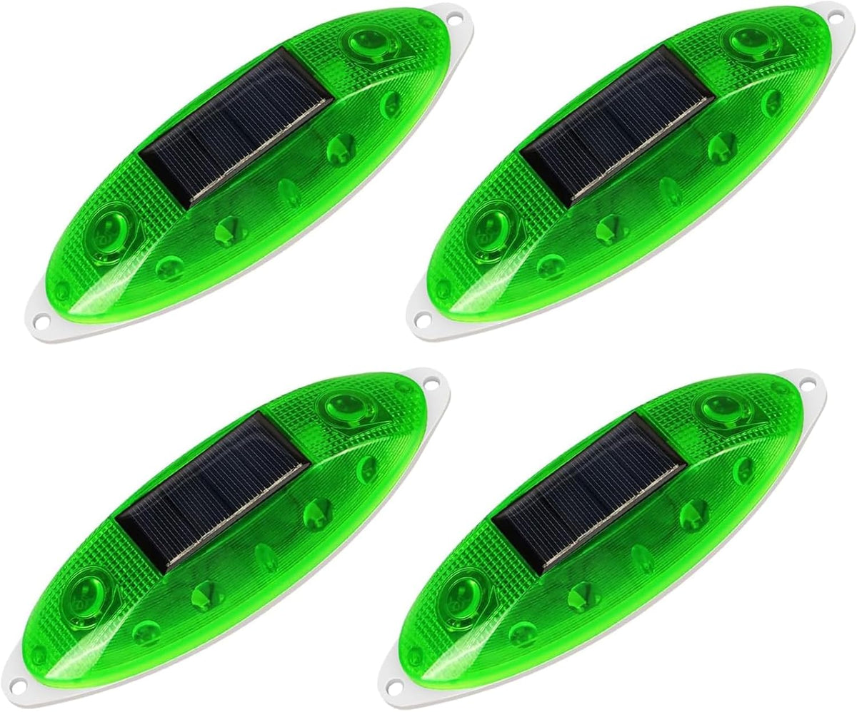 Aolyty Solar Strobe Warning Light Outdoor, Bright Solar Safety Flashing Light 4 Pack Road Signs IP54 Waterproof for Construction Site, Traffic, Dock, Marine, Stop Sign (Red)