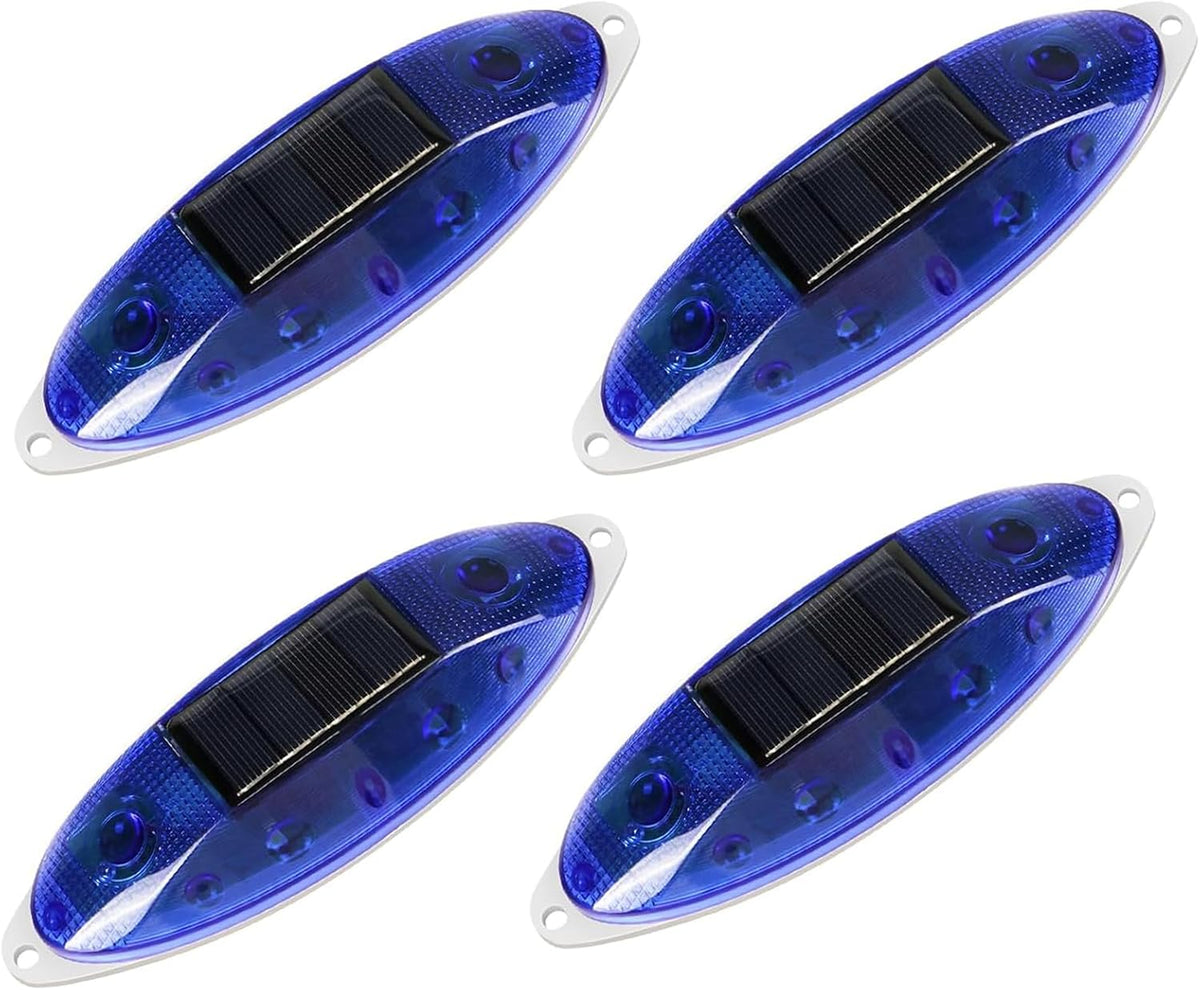 Aolyty Solar Strobe Warning Light Outdoor, Bright Solar Safety Flashing Light 4 Pack Road Signs IP54 Waterproof for Construction Site, Traffic, Dock, Marine, Stop Sign (Red)