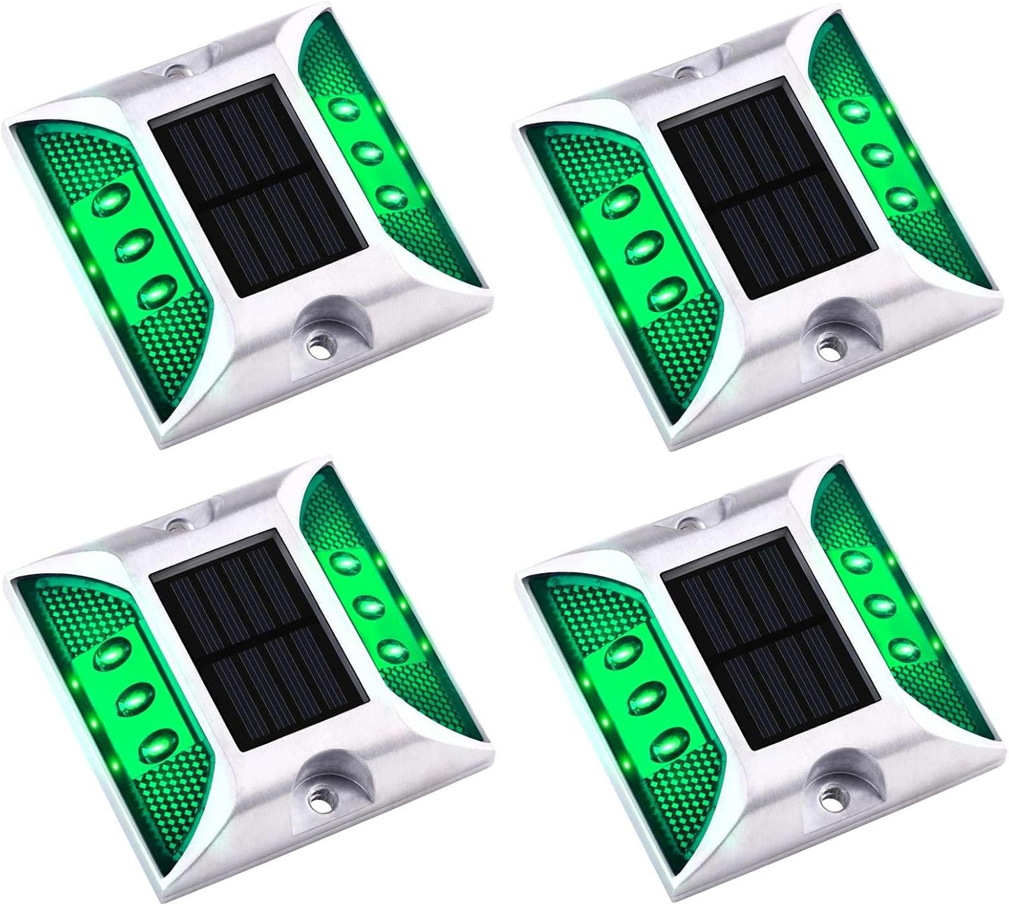 Aolyty Solar Driveway Dock Lights, IP68 Waterproof Solar Deck Lights Outdoor Warning Step Lights Reflective Road Marker for Sidewalk Stair Garden Pathway Walkway (4 Pack, Yellow)