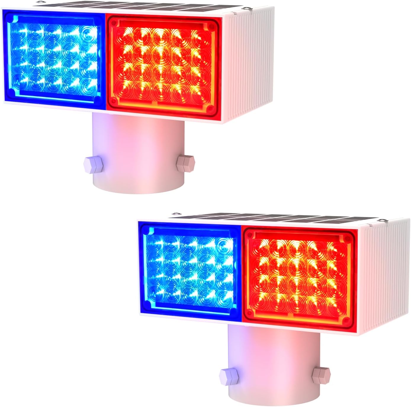 Aolyty Solar Strobe Light, Bright Red & Blue Light Flashing IP65 Waterproof Solar Warning Light Double-Sided Caution Lights 2 Modes 80 LEDs for Construction Site, Dock, Crossroad, Driveway (1)