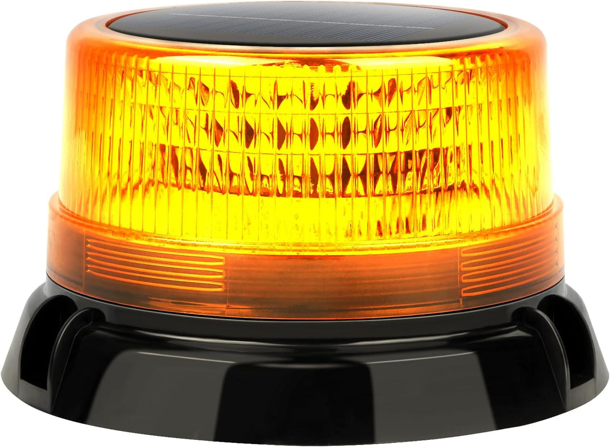 Aolyty Solar Strobe Warning Light, 360 Degree Rotating and Strobe Mode, Solar Safety Flash Light Waterproof, Strong Magnetic Base for Construction Site, Road Construction, Vehicle, Deck (Blue)