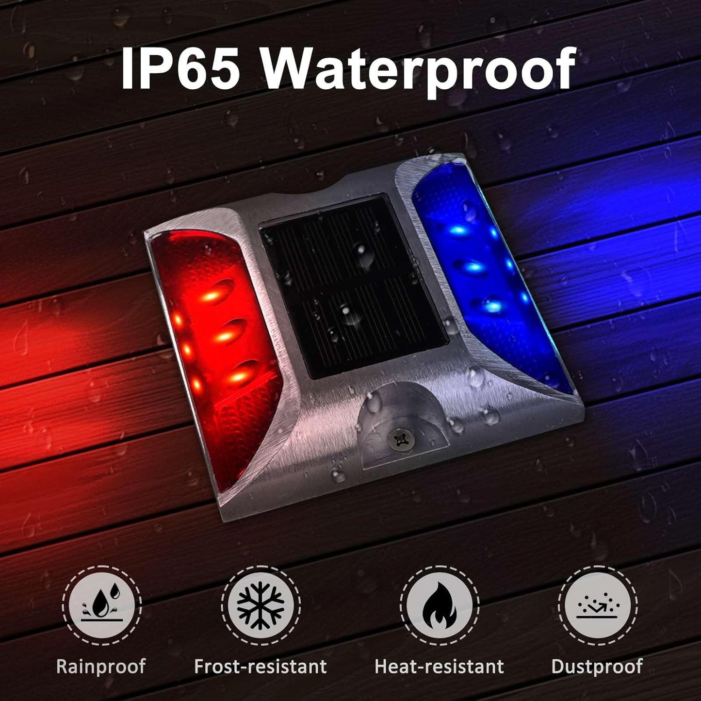 Aolyty Solar Driveway Lights Outdoor, Bright Solar Dock Lights, LED Warning Lights Reflective Road Marker Steady Light IP65 Waterproof for Deck Sidewalk Stair Step Pathway (Yellow & Red, 2 Pack)