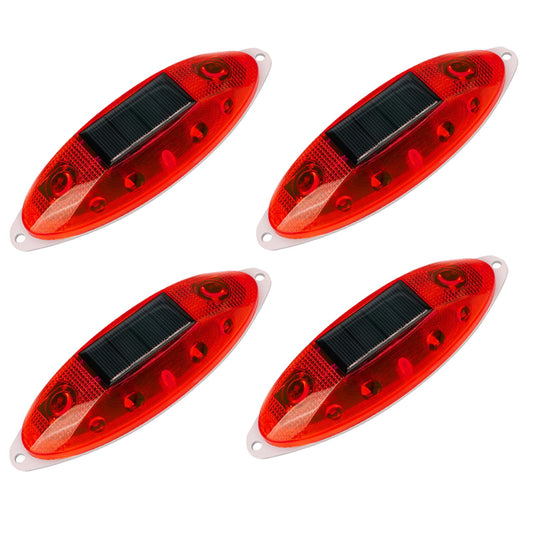 Aolyty Solar Strobe Warning Light Outdoor, Bright Solar Safety Flashing Light 4 Pack Road Signs IP54 Waterproof for Construction Site, Traffic, Dock, Marine, Stop Sign (Red)