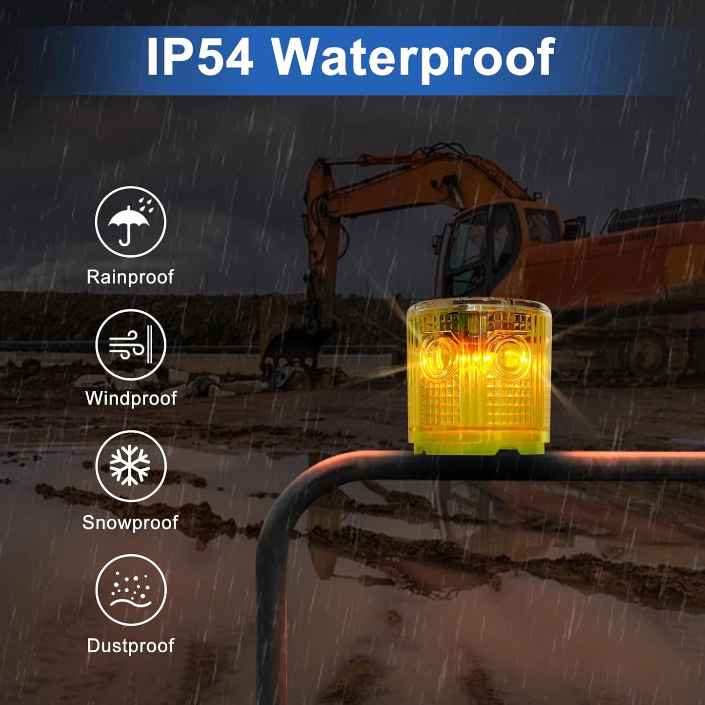 Aolyty Solar Strobe Warning Light Strong Magnetic Base Flashing Super Bright 360 Degree Automatically Turn On Waterproof for Construction Traffic Factory