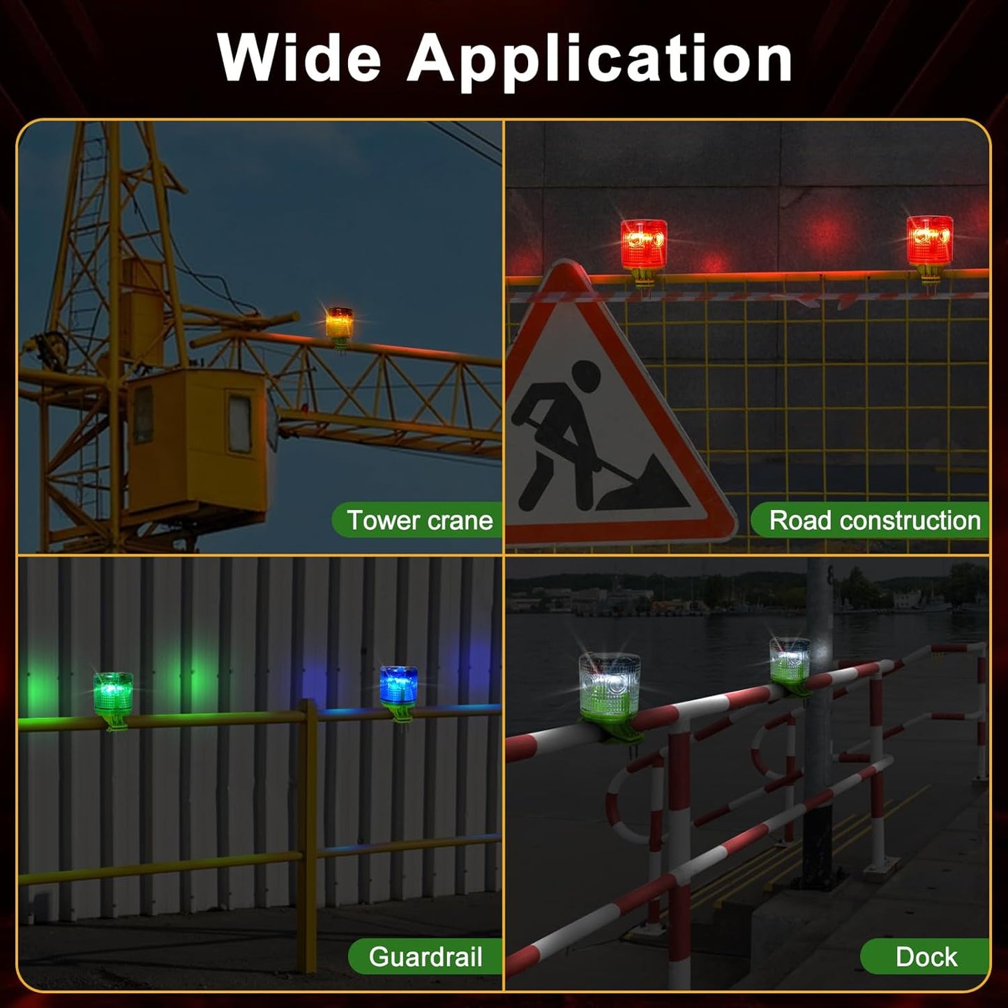 Aolyty Solar Strobe Warning Light IP54 Waterproof LED Flashing Safety Light Bright Warning Lamp Outdoor with Switch for Construction Traffic Dock Marine Beacon Road Signs (Green)