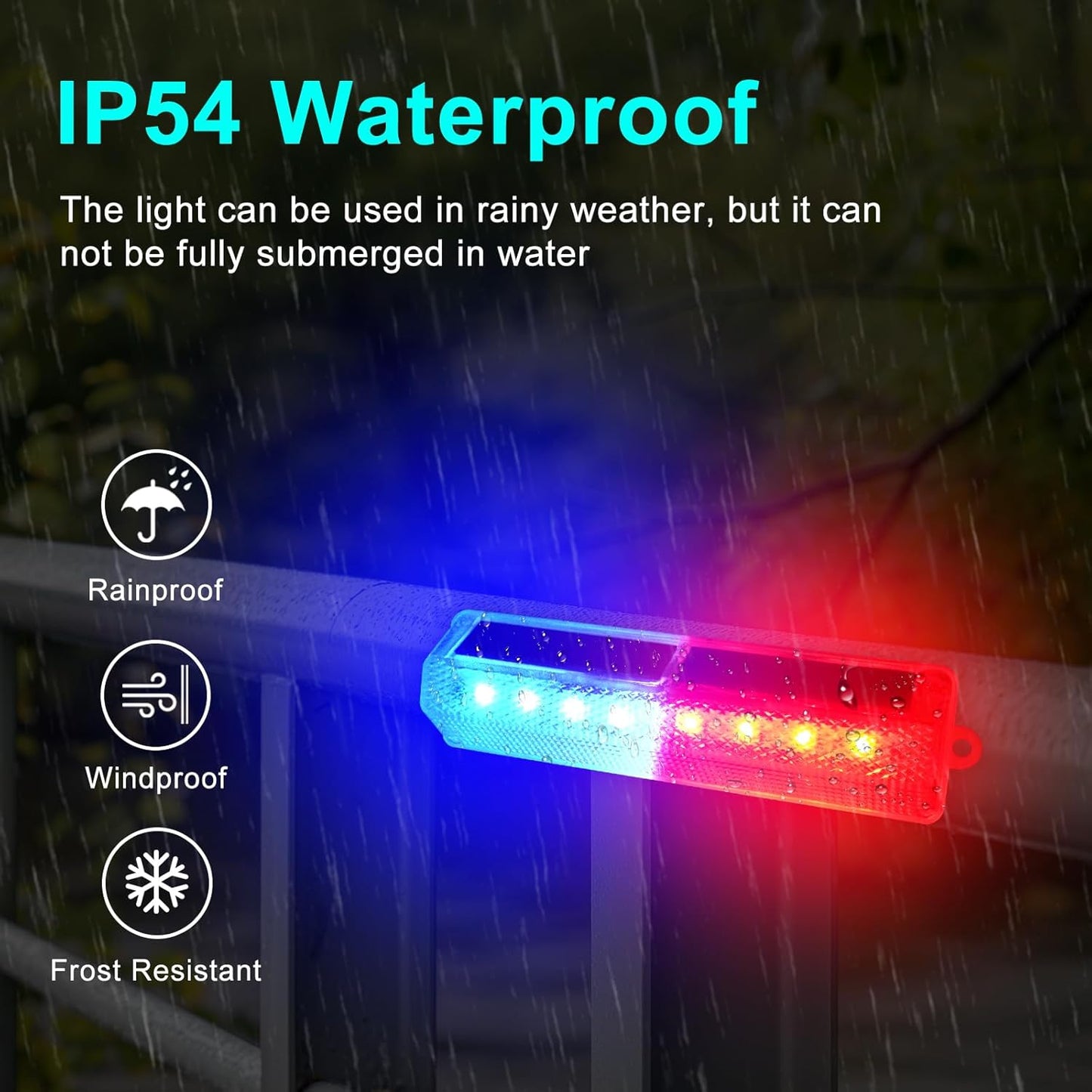 Aolyty Solar Warning Light, Bright Red and Blue Light Flashing Alternately Waterproof Emergency Caution Light for Construction Site, Dock, Guardrails, Driveway, Beacon (Red & Blue)