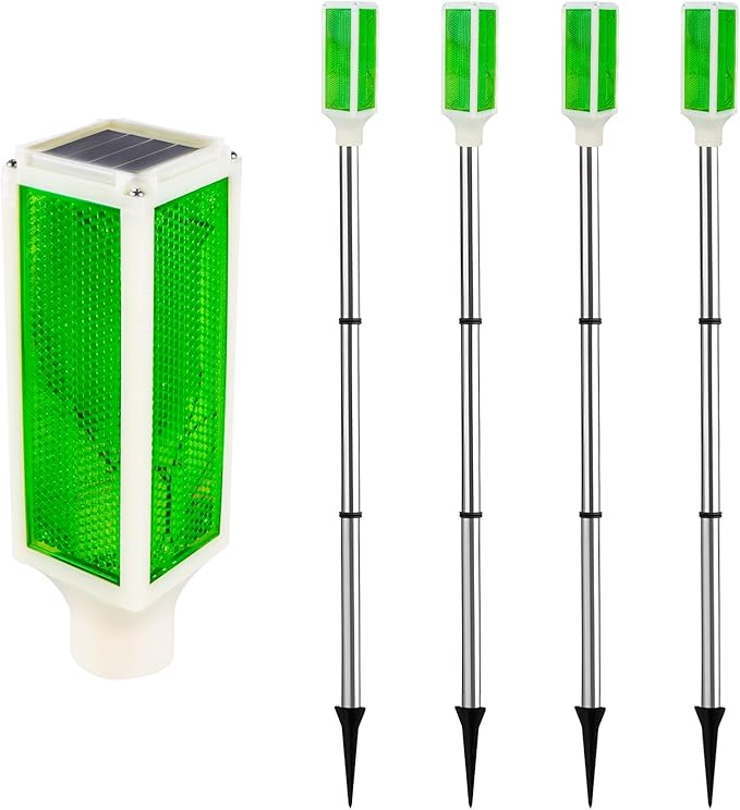 Aolyty Solar Lights Outdoor, Waterproof Driveway Markers Reflective, Warning Flash Light with 2 Lighting Modes, LED Solar Light 4 Pack for Parking Lots, Yard, Sidewalk, Stop Sign, 30 Inches