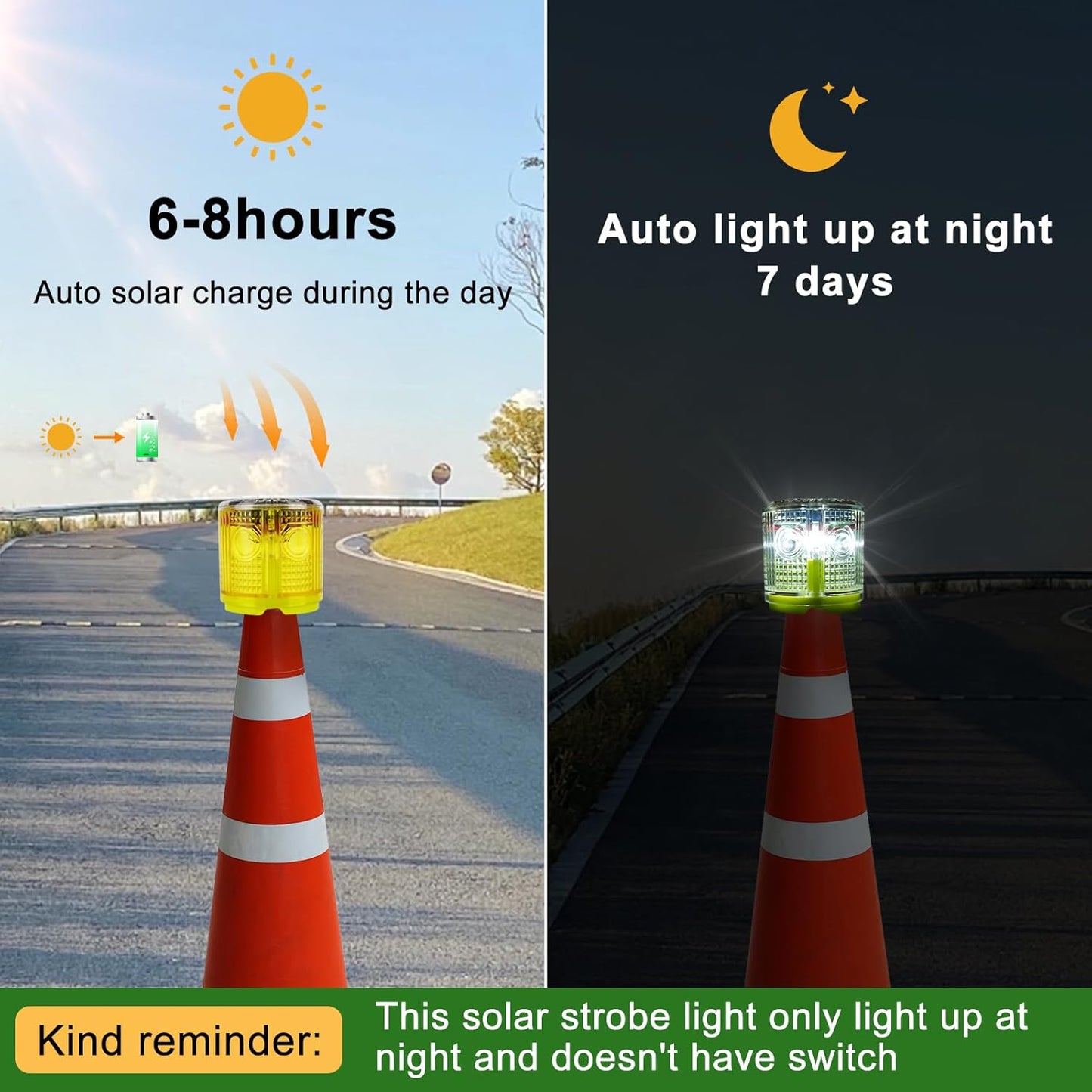 Aolyty Solar Strobe Warning Light 360 Degree Single Column Super Bright Waterproof IP54 for Construction Traffic Dock Marine Light Control Flashing (Red)