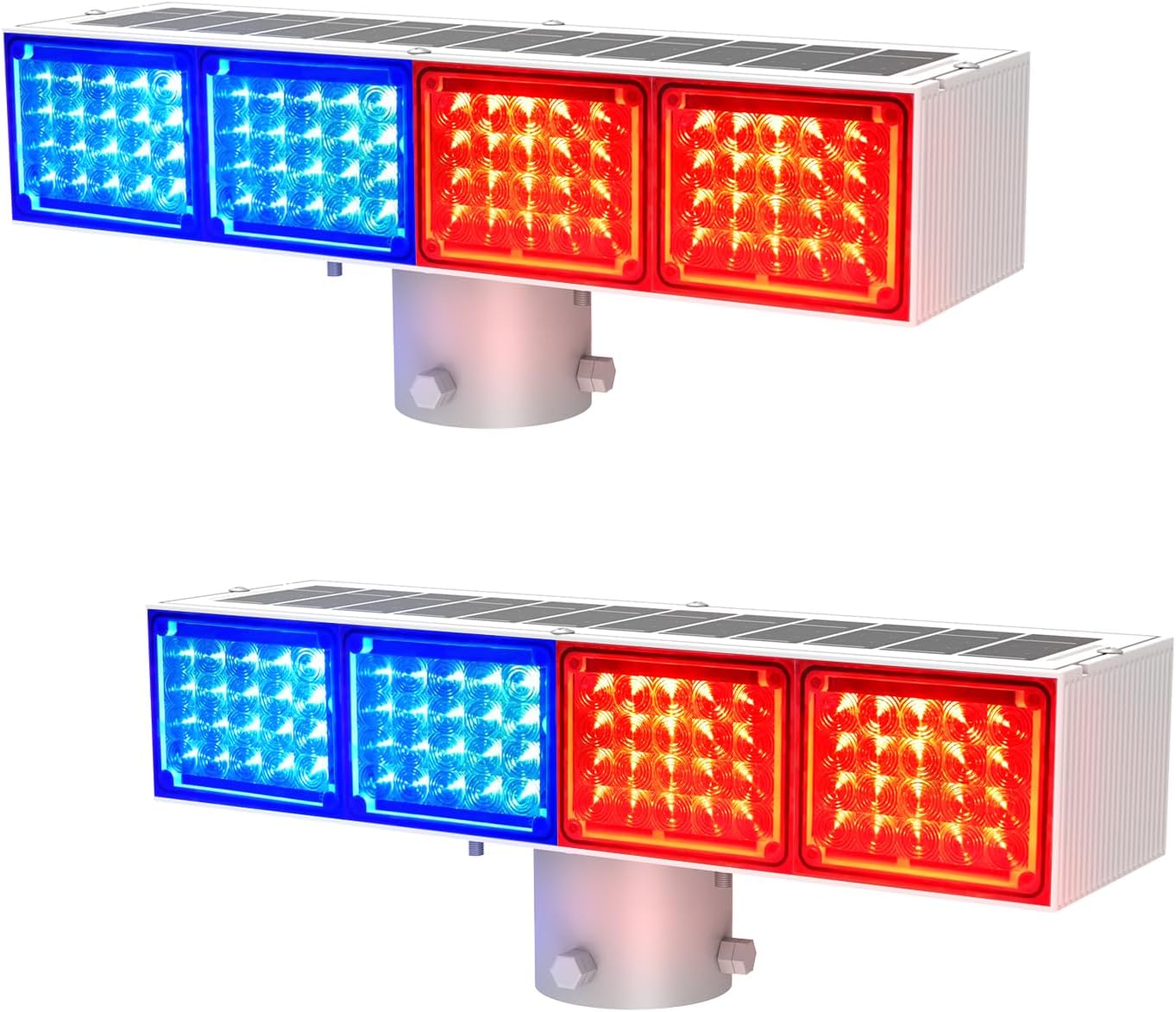 Aolyty Solar Strobe Light, Bright Red & Blue Light Flashing IP65 Waterproof Solar Warning Light Double-Sided Security Lights 2 Modes 160LEDS for Construction Site, Dock, Crossroad, Driveway