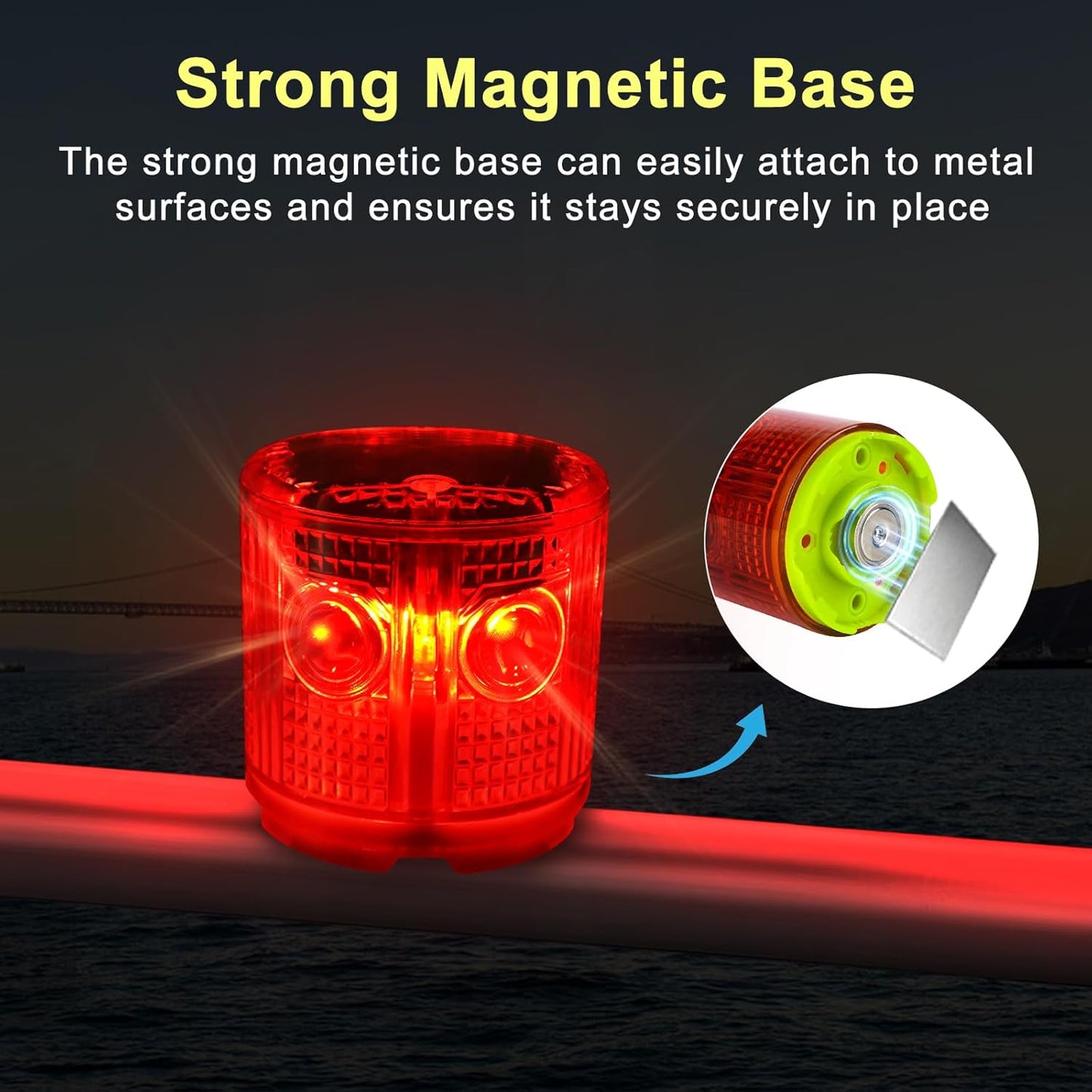 Aolyty Solar Strobe Warning Light Strong Magnetic Base Flashing Super Bright 360 Degree Automatically Turn On Waterproof for Construction Traffic Factory