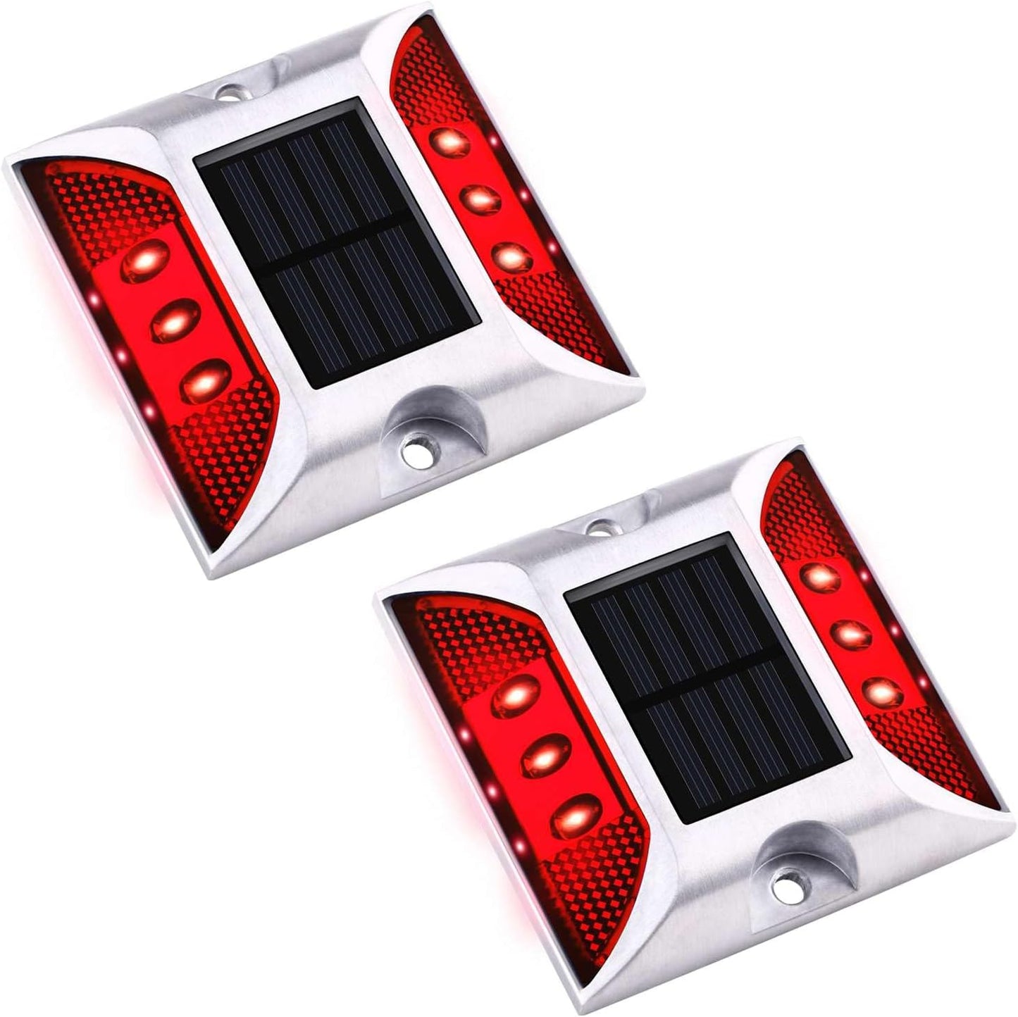 Aolyty Solar Driveway Dock Lights, IP68 Waterproof Solar Deck Lights Outdoor Warning Step Lights Reflective Road Marker for Sidewalk Stair Garden Pathway Walkway (4 Pack, Yellow)