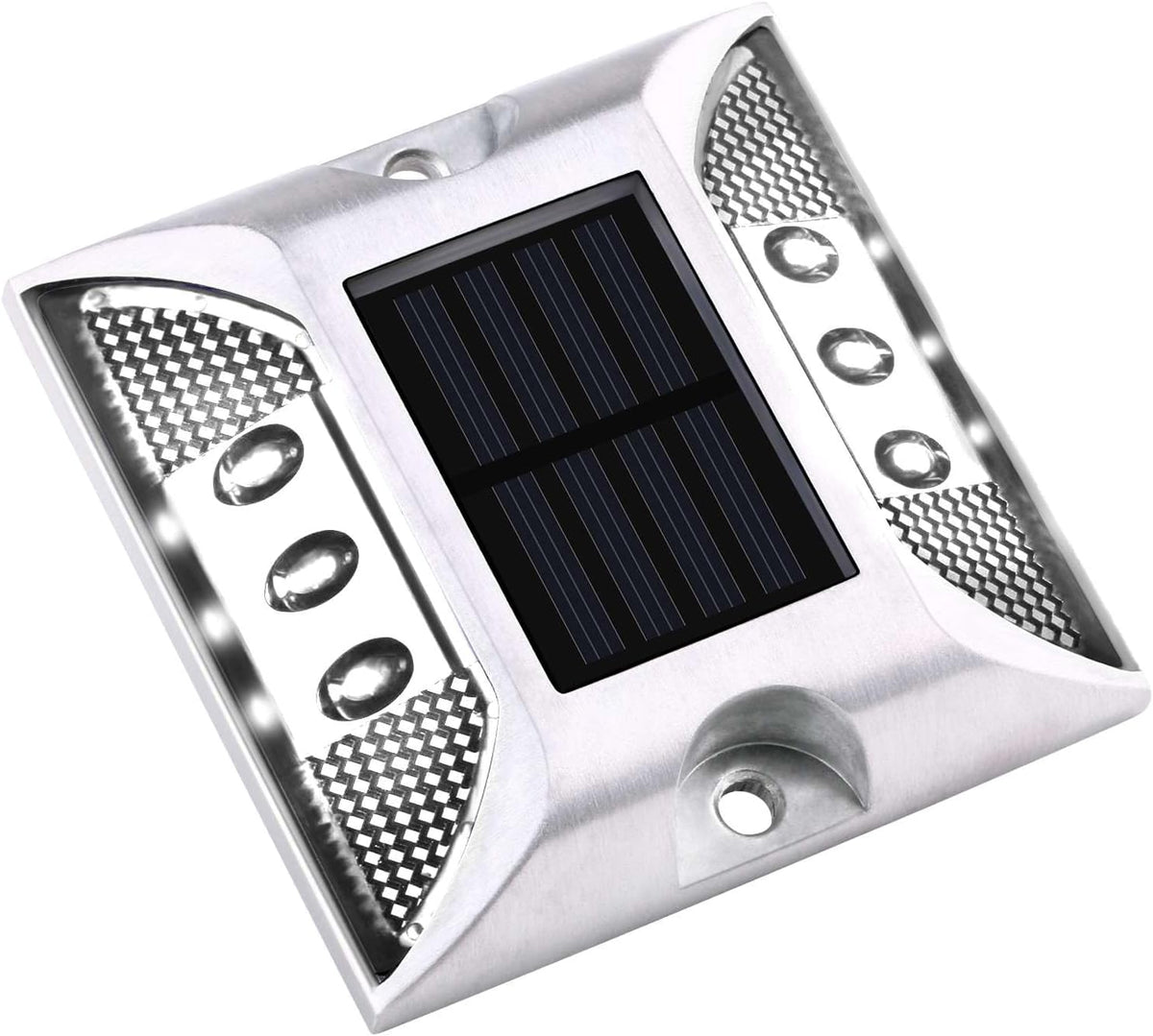 Aolyty Solar Driveway Dock Lights, IP68 Waterproof Solar Deck Lights Outdoor Warning Step Lights Reflective Road Marker for Sidewalk Stair Garden Pathway Walkway (4 Pack, Yellow)