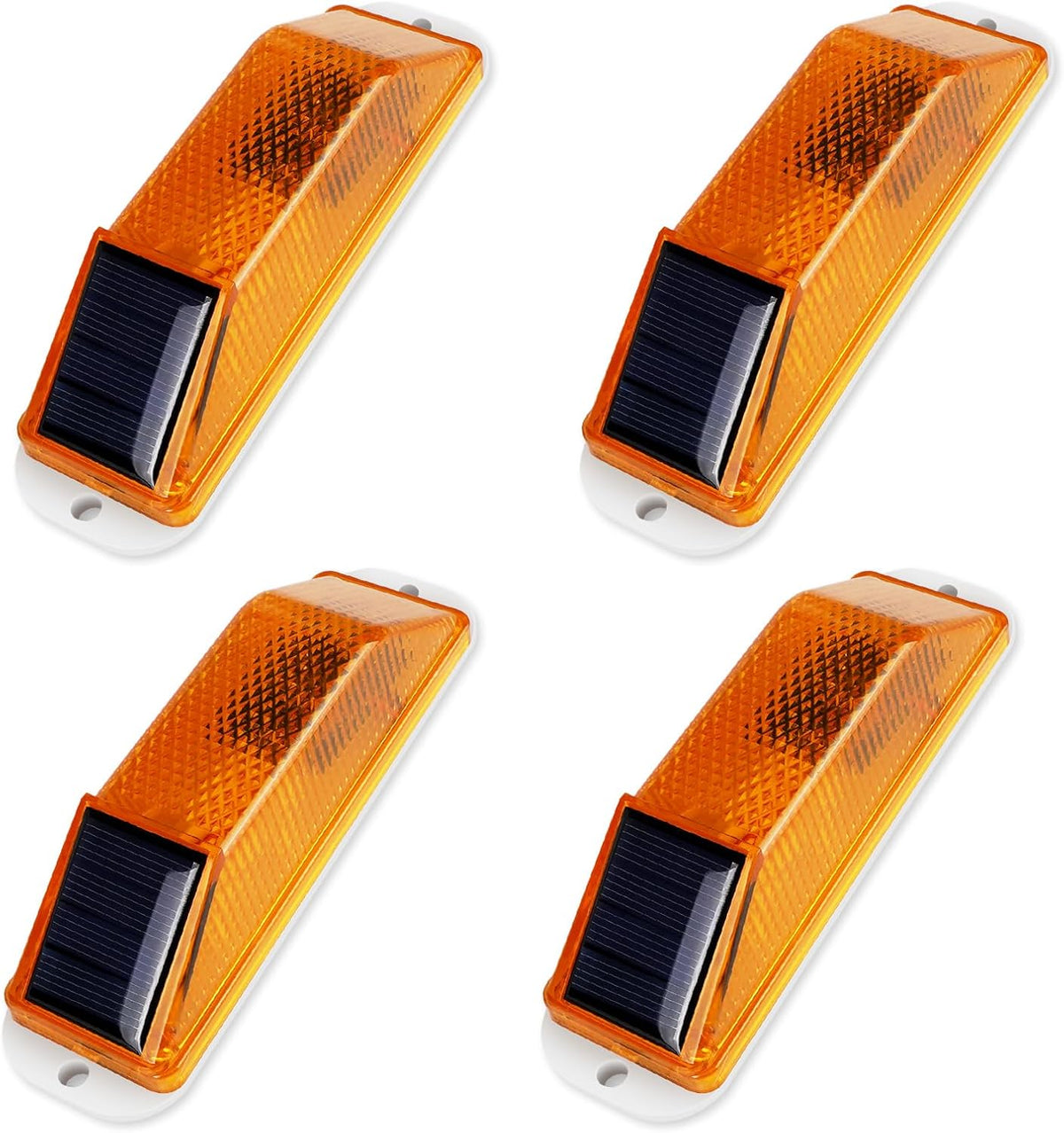Aolyty Solar Warning Lights, Bright Solar Strobe Lamp Strong Magnetic Base, Waterproof LED Beacon Safety Light Outdoor 4 Pack for Vehicle, Construction Site, Barricade, Driveway, Dock (Yellow)