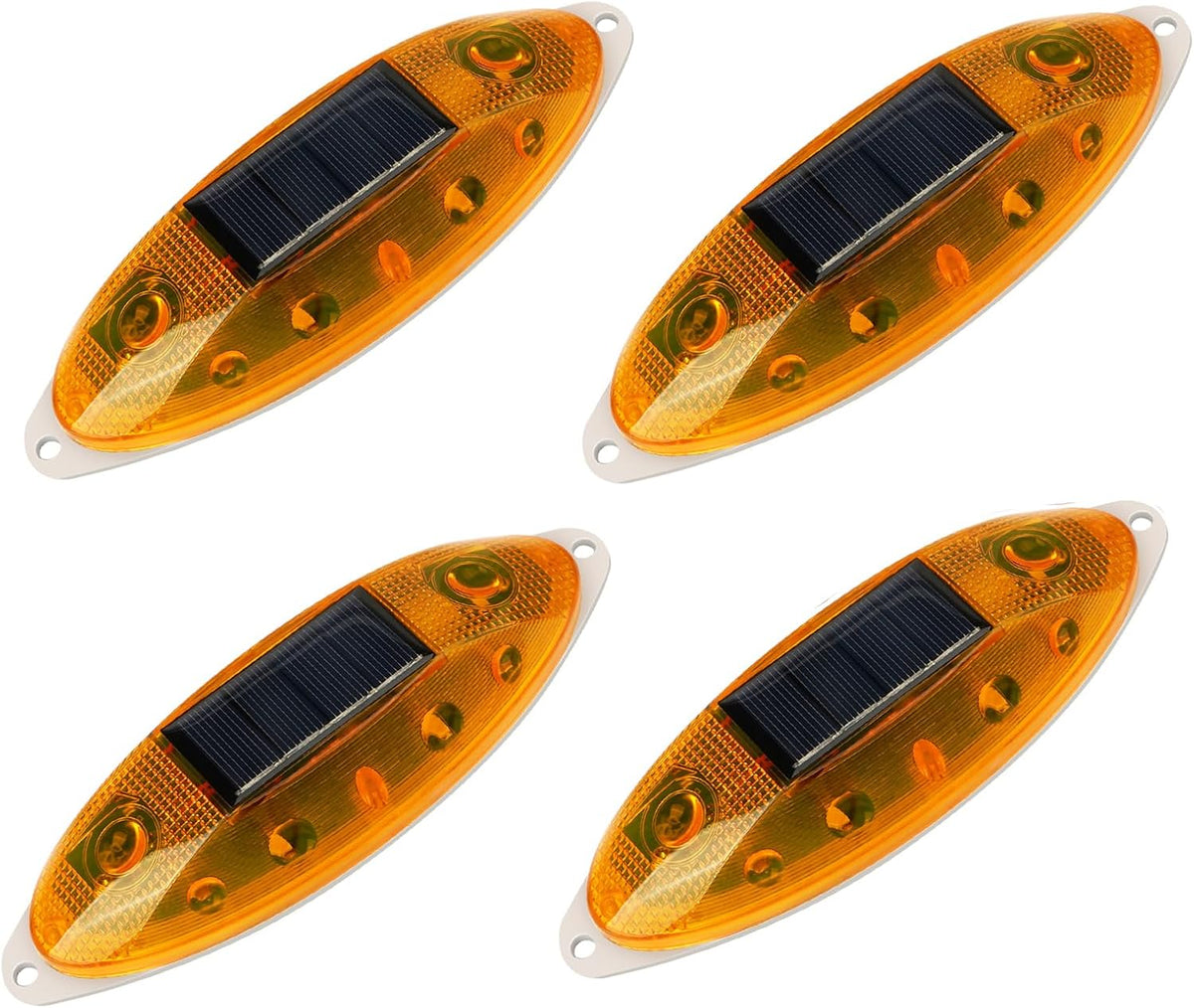 Aolyty Solar Strobe Warning Light Outdoor, Bright Solar Safety Flashing Light 4 Pack Road Signs IP54 Waterproof for Construction Site, Traffic, Dock, Marine, Stop Sign (Red)