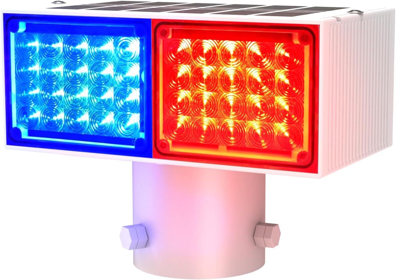 Aolyty Solar Strobe Light, Bright Red & Blue Light Flashing IP65 Waterproof Solar Warning Light Double-Sided Caution Lights 2 Modes 80 LEDs for Construction Site, Dock, Crossroad, Driveway (1)