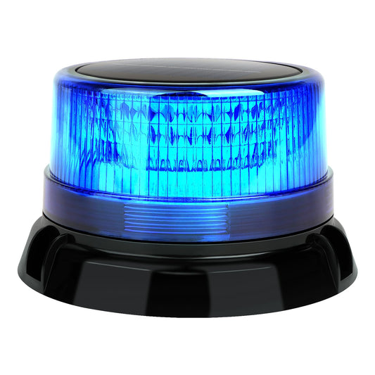 Aolyty Solar Strobe Warning Light, 360 Degree Rotating and Strobe Mode, Solar Safety Flash Light Waterproof, Strong Magnetic Base for Construction Site, Road Construction, Vehicle, Deck (Blue)