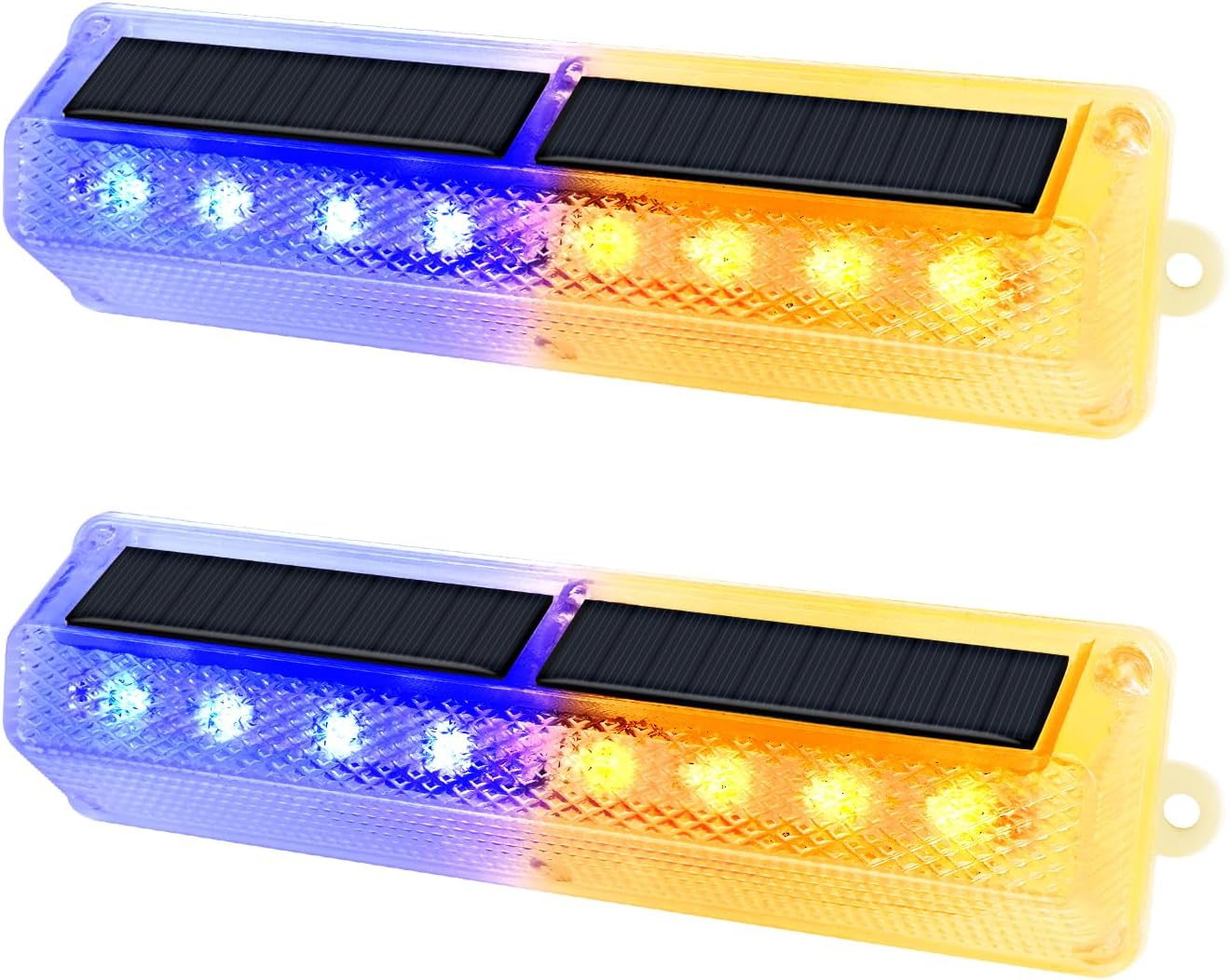 Aolyty Solar Warning Light, Bright Red and Blue Light Flashing Alternately Waterproof Emergency Caution Light for Construction Site, Dock, Guardrails, Driveway, Beacon (Red & Blue)