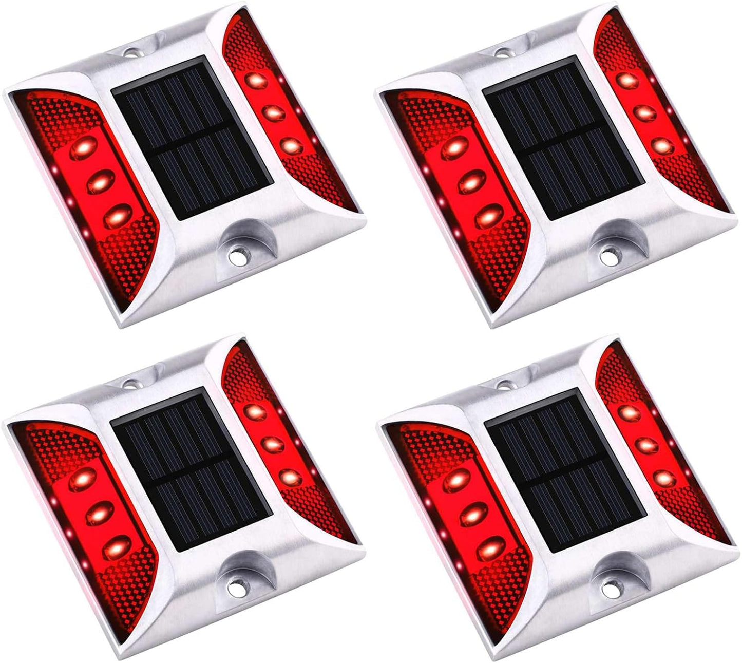 Aolyty Solar Driveway Dock Lights, IP68 Waterproof Solar Deck Lights Outdoor Warning Step Lights Reflective Road Marker for Sidewalk Stair Garden Pathway Walkway (4 Pack, Yellow)