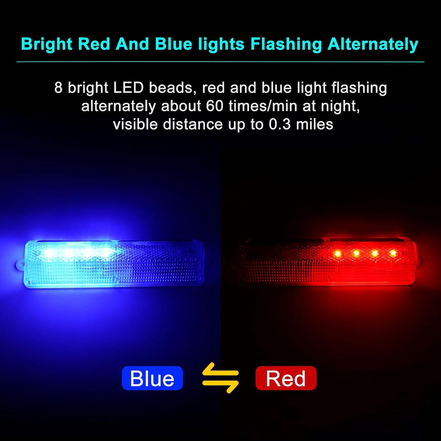 Aolyty Solar Warning Light, Bright Red and Blue Light Flashing Alternately Waterproof Emergency Caution Light for Construction Site, Dock, Guardrails, Driveway, Beacon (Red & Blue)
