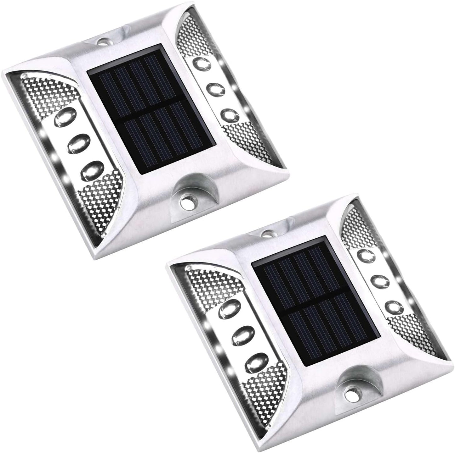 Aolyty Solar Driveway Dock Lights, IP68 Waterproof Solar Deck Lights Outdoor Warning Step Lights Reflective Road Marker for Sidewalk Stair Garden Pathway Walkway (4 Pack, Yellow)