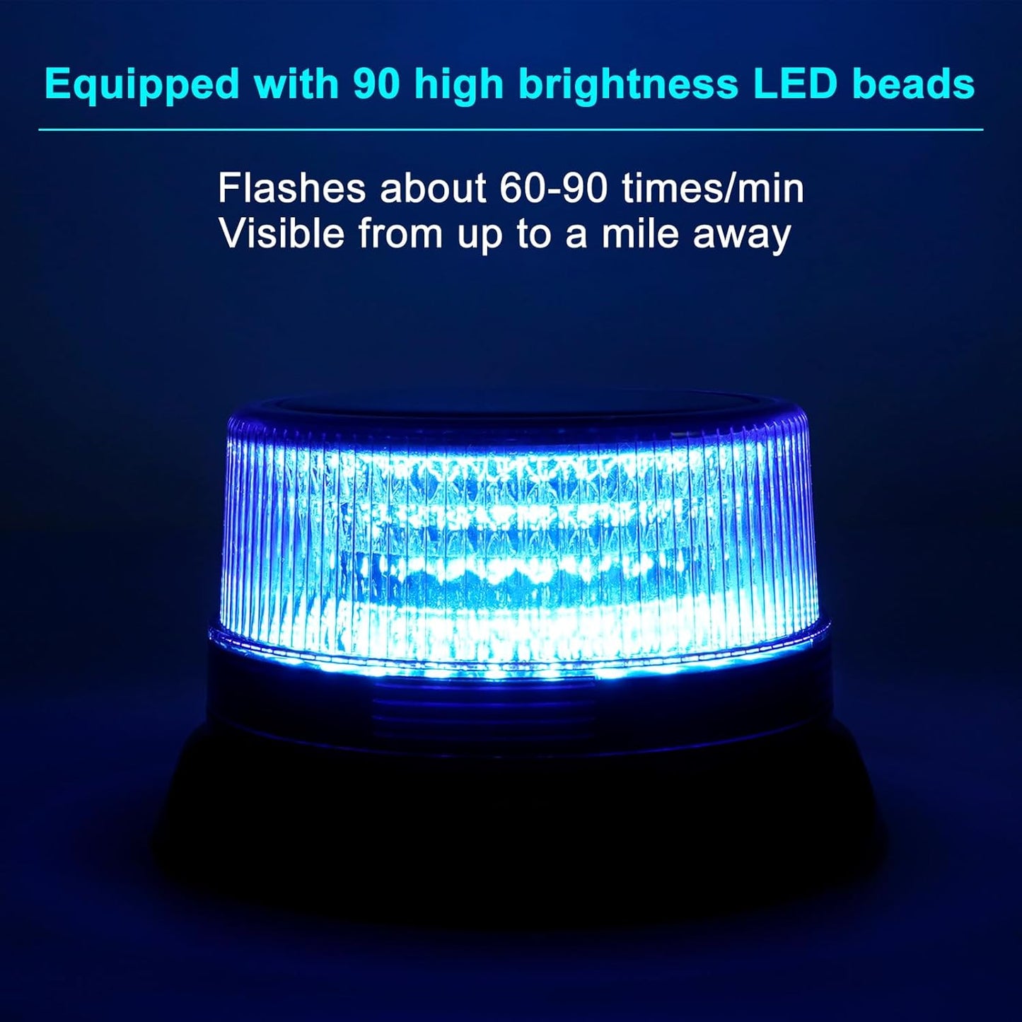 Aolyty Solar Strobe Warning Light, 360 Degree Rotating and Strobe Mode, Solar Safety Flash Light Waterproof, Strong Magnetic Base for Construction Site, Road Construction, Vehicle, Deck (Blue)