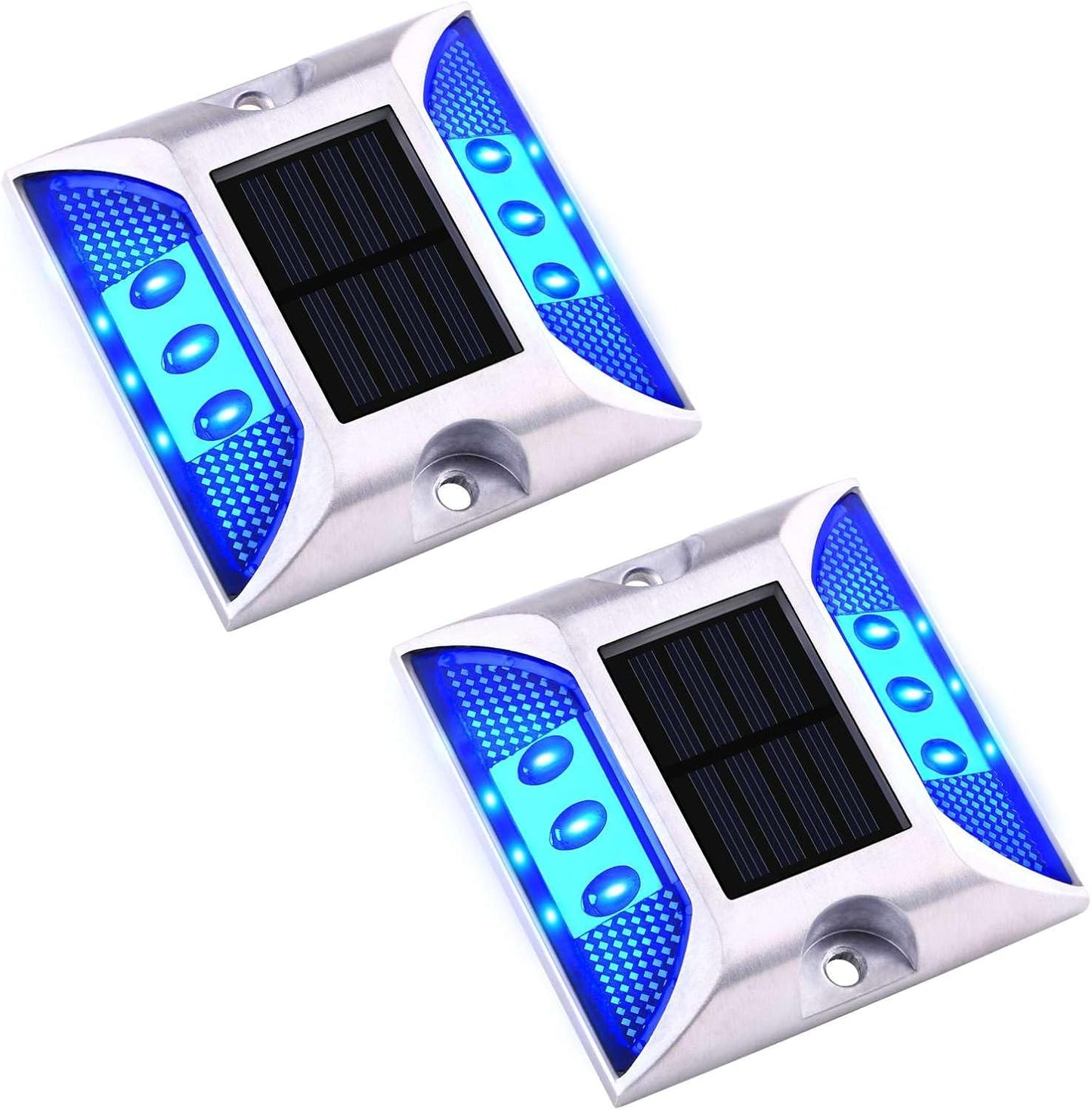 Aolyty Solar Driveway Dock Lights, IP68 Waterproof Solar Deck Lights Outdoor Warning Step Lights Reflective Road Marker for Sidewalk Stair Garden Pathway Walkway (4 Pack, Yellow)